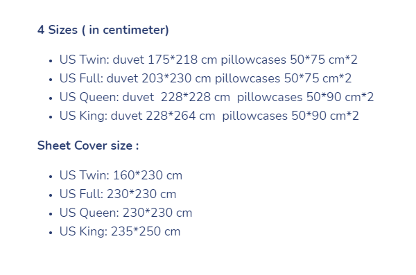 Bedding Chart Bedding